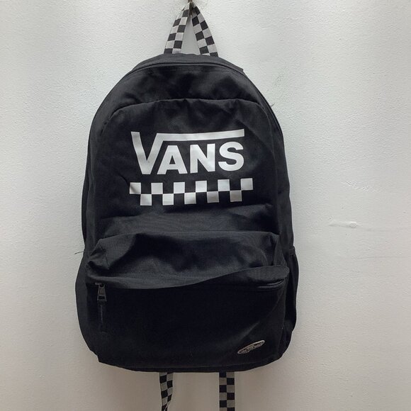 Vans Logo Black Backpack Preloved - Picture 1 of 7